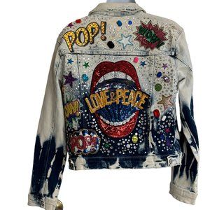 (H-223) Distressed Denim Jean Jacket Size S